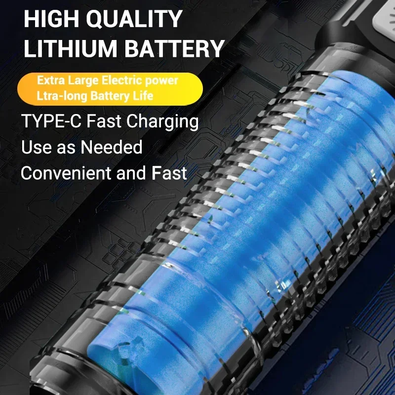 High Power Strong Light P50 Flashlight Super Bright Zoom Tactical Torch USB Rechargeable Outdoor Camping Emergency Lantern