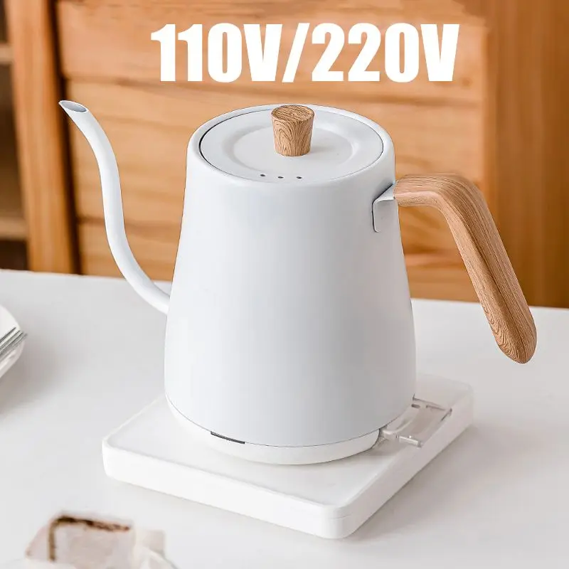 

110V/220V Electric Kettle 800ml Hand Brew Coffee Pot Gooseneck Jug Slender Mouth Pot 304 Stainless Steel Kettle Teapot 1000W