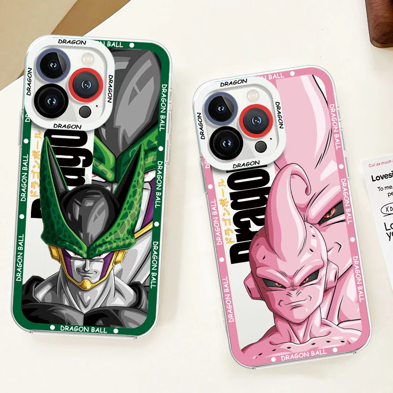 D-Dragon Ball Goku Fashion Phone Case For iPhone 15 14 13 12 11 Mini XS XR X Pro MAX 8 7 Plus Angel Eyes Transparent Cover