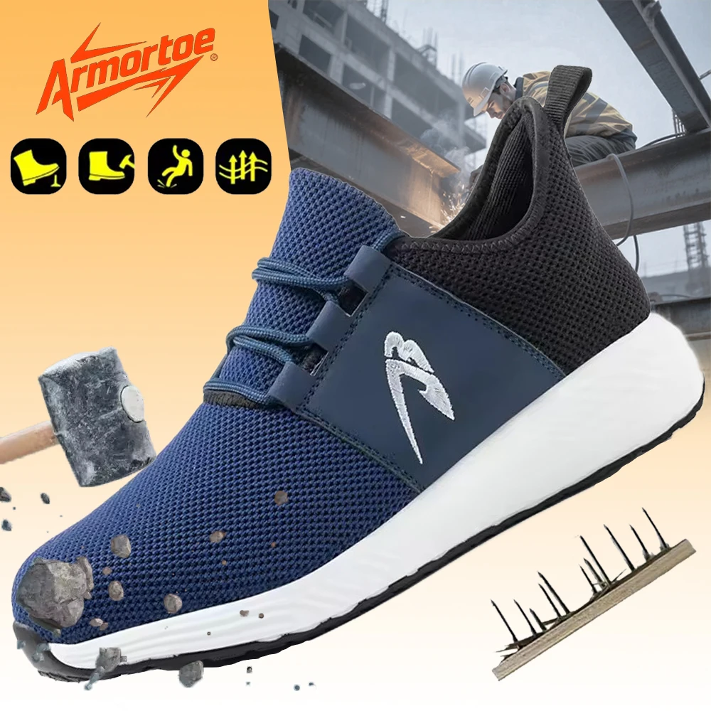 

ArmorToe Safety Shoes Breathable Anti-smash Anti-puncture Steel Head Work Shoes Breathable Non-slip Sneakers Fashion #Armor2780