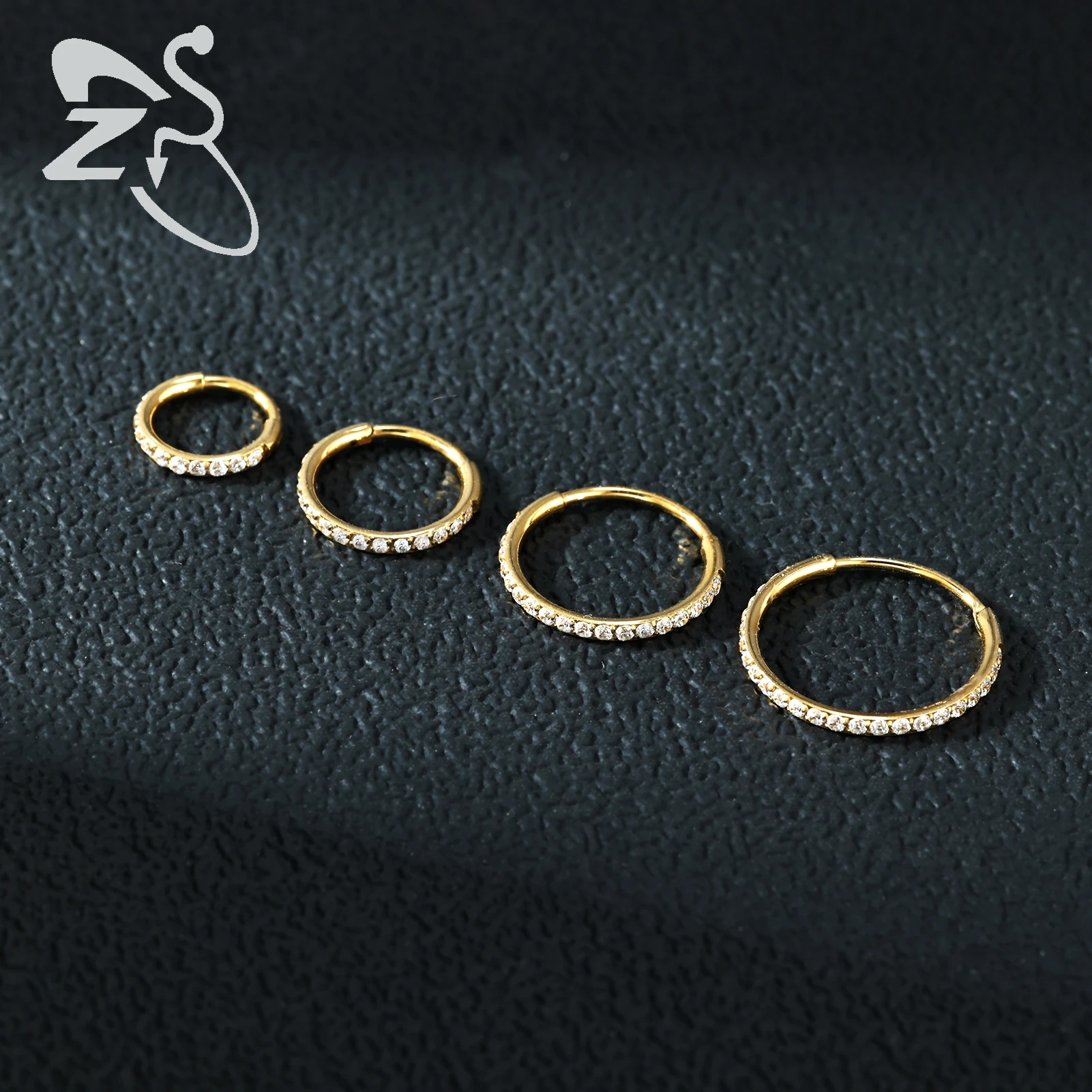 ZS 1PC 라운드 크리스탈 코 피어싱 실버 컬러 Septum 링 스테인레스 스틸 코 리모콘 연골 피어싱 20G 바디 쥬얼리