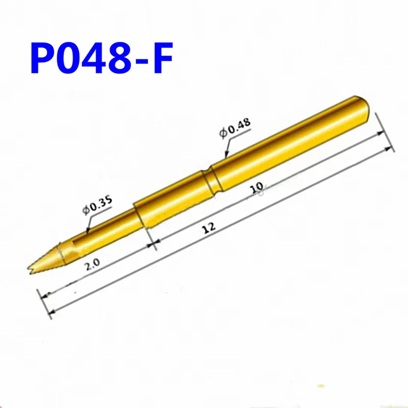 

100PCS/Pack Spring Test Pin P048-F Pointed Needle Tube Outer Diameter 0.48 Total Length 12mm PCB Probe