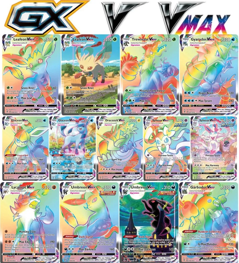 60-100PCS Pokemon Cards EX Vmax MEGA GX Tag Team Best Selling Shining French English Version Battle Game Card Toy Boy Xmas Gift