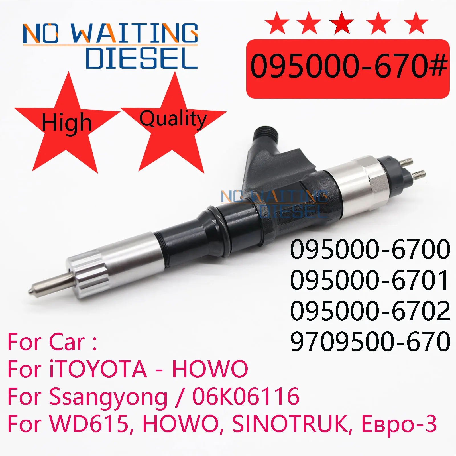 

R61540080017A Common Rail Injector 0950006700 0950006701 For WD615, HOWO, SINOTRUK, Евро-3 095000-6702 9709500-670