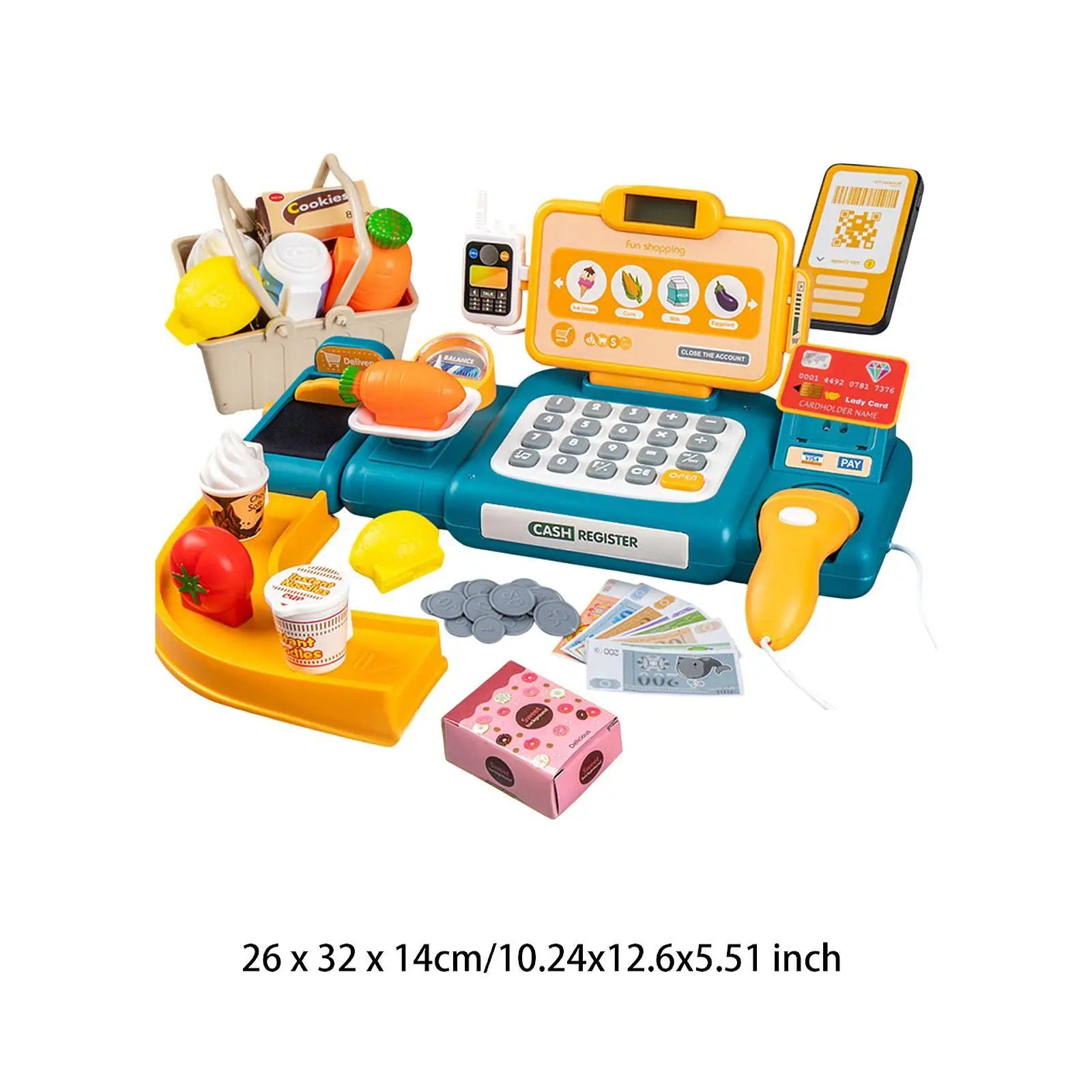 Pretend Play Grocery Supermarket Cashier Playset Pretend Play Calculator Register Toys for Children Girls Boys Baby Gifts