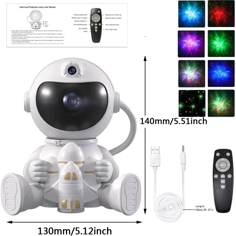 Galaxy Star Projector LED Night Light Starry Sky Astronaut Porjectors Lamp for Decoration Bedroom Home Decorative Children Gifts