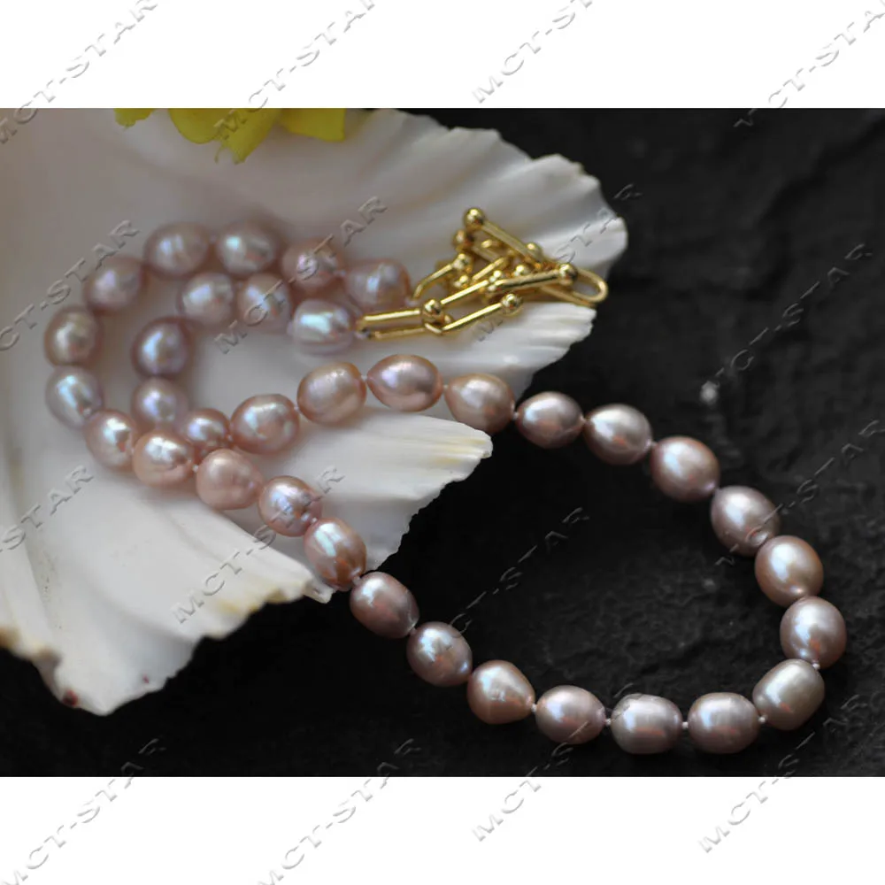 

Z14325 19" 12mm Lavender Rice Freshwater Pearl Necklace Chain Clasp
