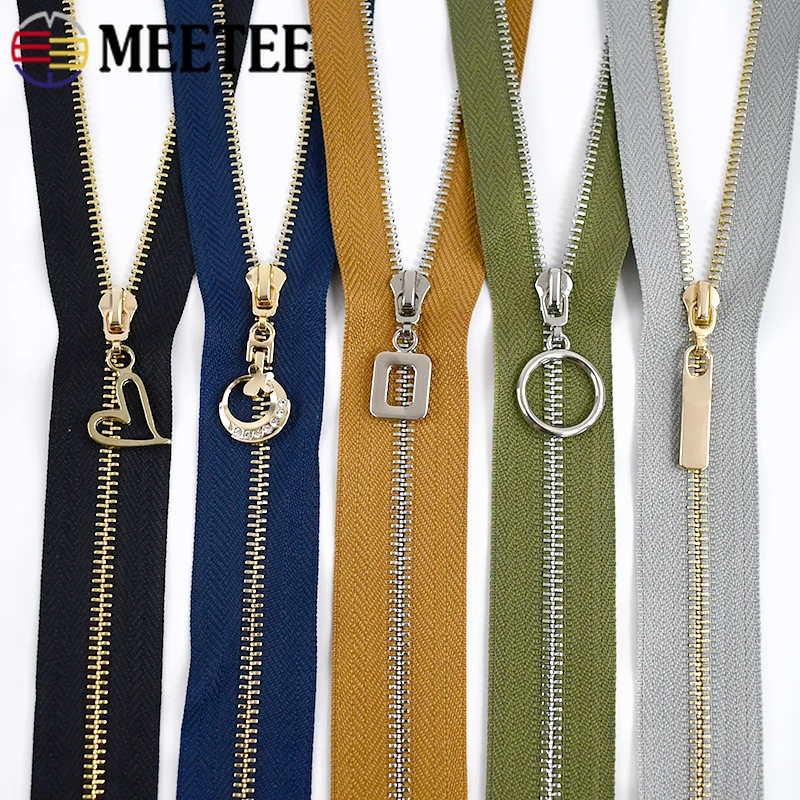 3Pc Meetee 15-70cm 3# Metal Zippers Auto Lock Zip for Clothes Purse Pocket Zipper Closures Repair Kit DIY Bag Sewing Accessories