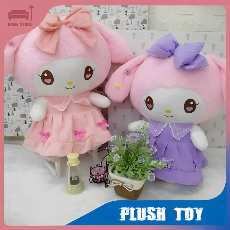 

Милая мягкая плюшевая игрушка Sanrio Kuromi Melody, мультяшная подушка для сна, подарок на день рождения для девочек, кавайная мягкая кукла, украшение для комнаты, дивана