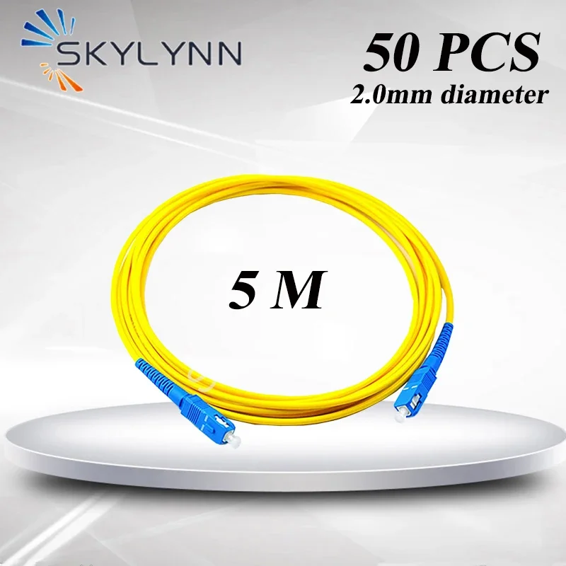 

50PCS SC/UPC SM Fiber Optic Patch Cord, G652D/G657A1/G657A2 SX Core 2.0mm Diameter LSZH Jacket Jumper Cable 5 Meter