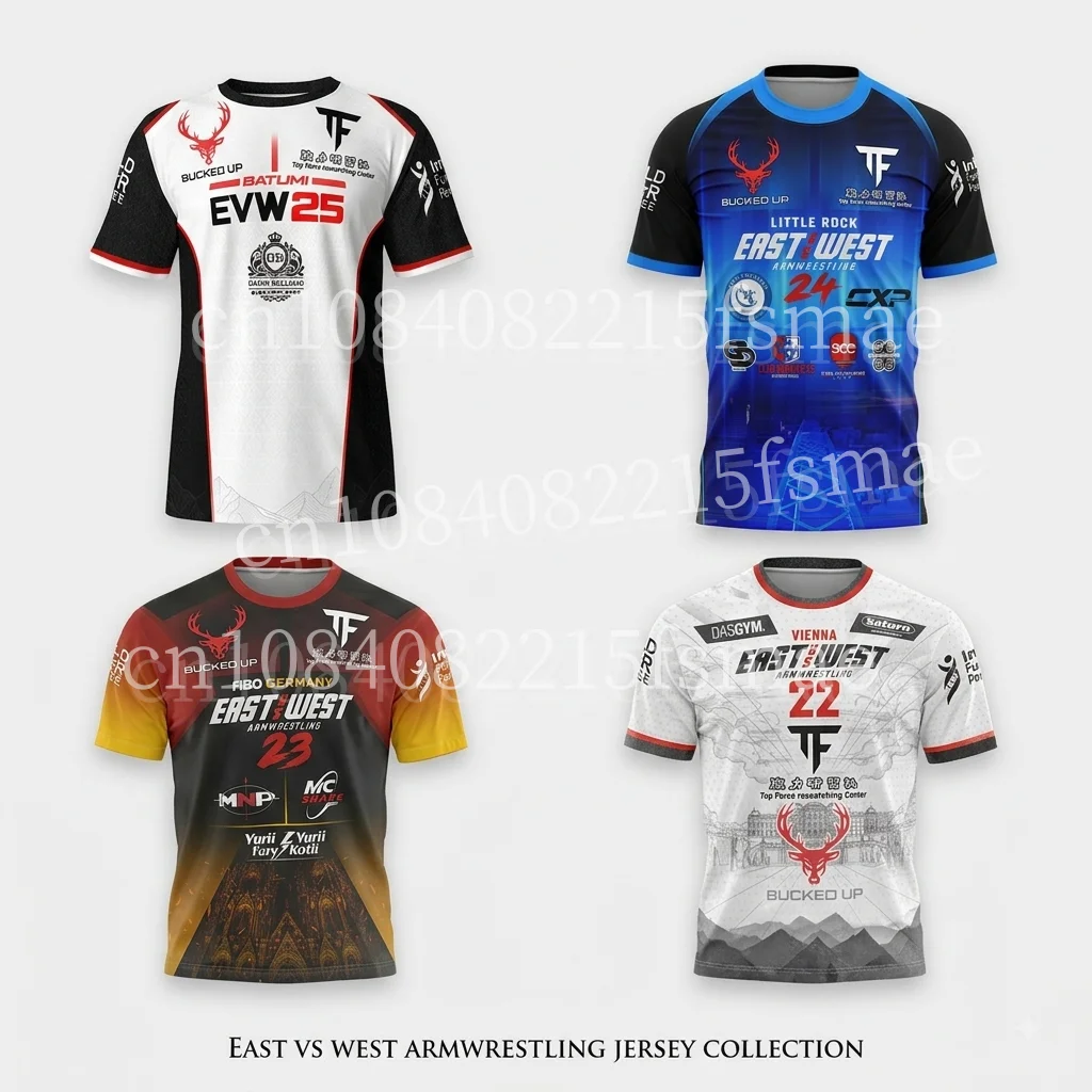 East VS West Armwrestling 25-17 TShirt 3D Print Sport Jersey Short Sleeve Quick Dry Gym Fitness Tee Top Casual Sport Clothing