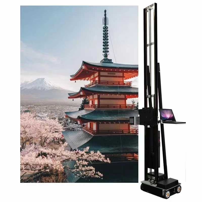 Pintor de pared automático, inyección de tinta UV, efecto 3D CMYKW DX10, cabezal de impresión doble para pintura interior y exterior