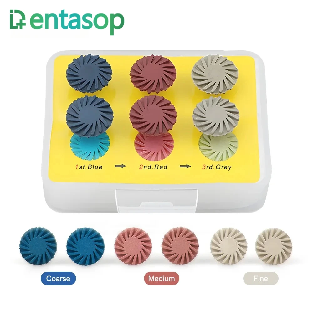 6pcs/box Dental Composite Resin Polishing Disc Rubber Polisher Wheel 14mm 3 Colors Flexible Spiral Brush Dentistry Instrument