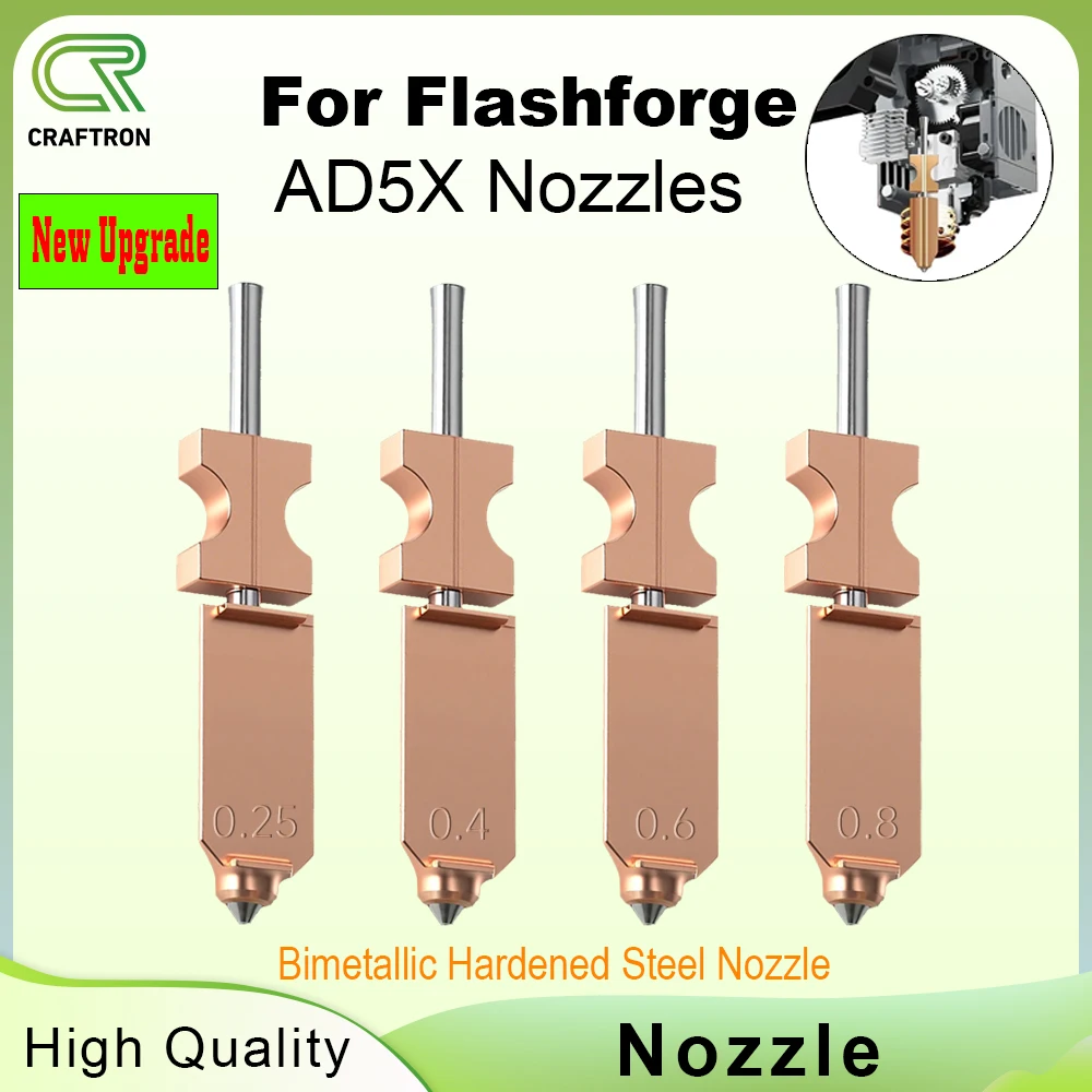 

Upgrades Flashforge AD5X Nozzle Kit Flash Cast AD5X Original Nozzle Component Bimetal Hardened Steel For 3D Printer Accessories
