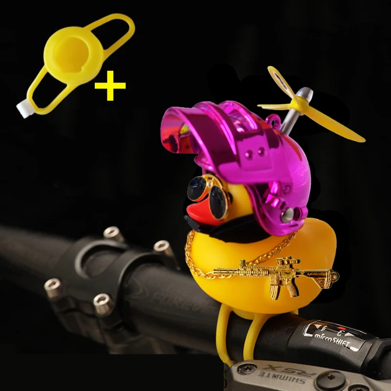 Auto Nette Kleine Gelbe Ente Mit Helm Propeller Wind-brechen Welle-brechen Mit Spielzeug Pistole Ente Fahrrad Motorrad auto Zubehör – Detail 11