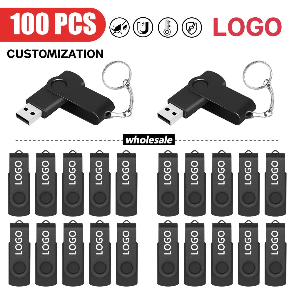 100pcs/lot Custom Logo Pendrive 32gb 16gb Usb Flash Drive 64gb8gb 4gb Memory Stick Pen Drive128gb Metal Flash Drive Usb for Gift