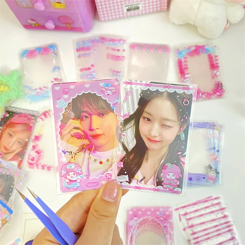 20pcs/pack Cute Japanese Cartoon Kpop Photo Card Holder Idol Laser Photo Protective Display Sleeves Kawaii Stationery Kids Gift