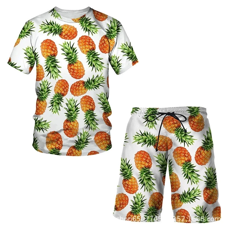 3D Printed T-shirt and Shorts The Fruit Pattern Summer Men's Casual Sports Suit Tracksuit Men Woman Plus Size S-7XL