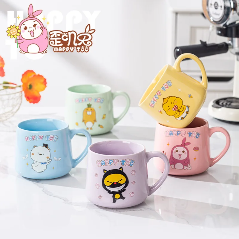 Cartoon Cute Ceramic Crooked Rabbit Brand Large Capacity Water Drinking Milk Coffee Breakfast Cup Mug