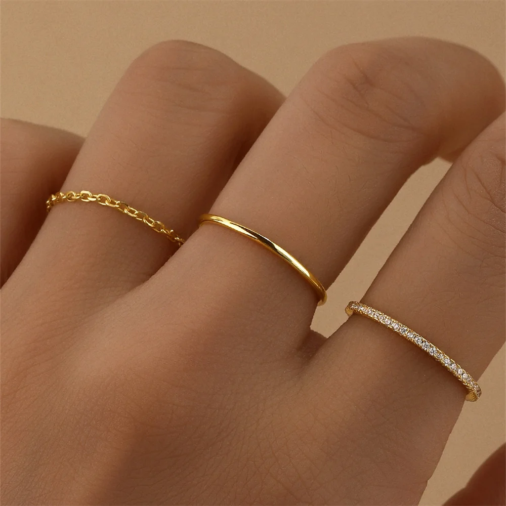 LENNIK Gold Size 7 3-piece set European and American S925 Silver Ring set Ring Women light luxury jewelry Gift кольцо женское