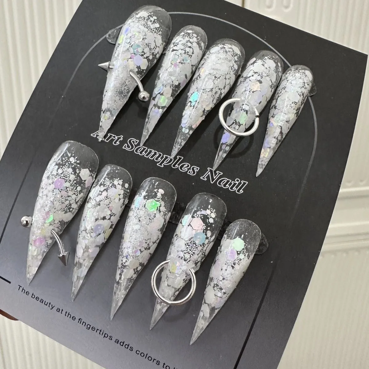 Handmade Long Dragon Shape Claw Press On Nails 10PCS Short Cat Claws Acrylic False Nail Stickers Rhinestone Fake Nail With Glue