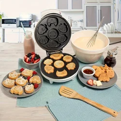 Mini Waffle Cooking Machine-Produce 7 Different Shapes of Pancakes Electric Non Stick Waffle Iron,Pan Cake Pot Roaster