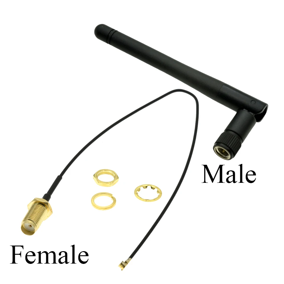 1–10 Stück 2,4 GHz 3 dBi WiFi 2,4 G Antenne, männlicher WLAN-Router + 17 cm PCI U.FL IPX auf SMA ESP8266 ESP32 männliches Pigtail-Kabel – Detail 2