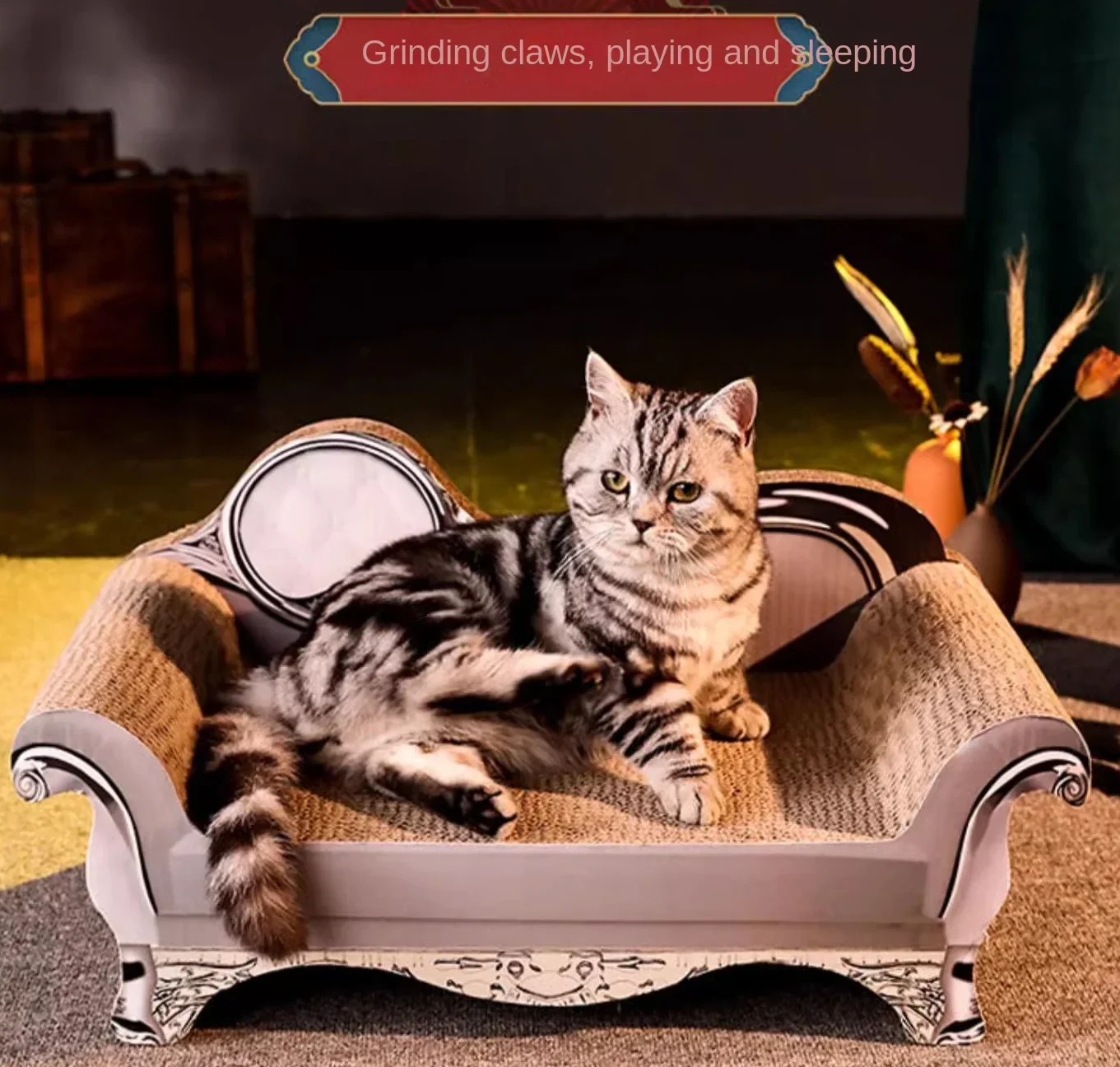 Cat Scratcher Sofa Bed - Corrugated Cardboard Scratching Lounge Luxury Scratching Post Furniture Protecter Cat