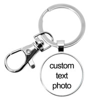 Personalized Photo Custom Picture Glass Cabochon Accessories Keychains Holder Ring Jewelry Car Bag Pendant Charm Keychain