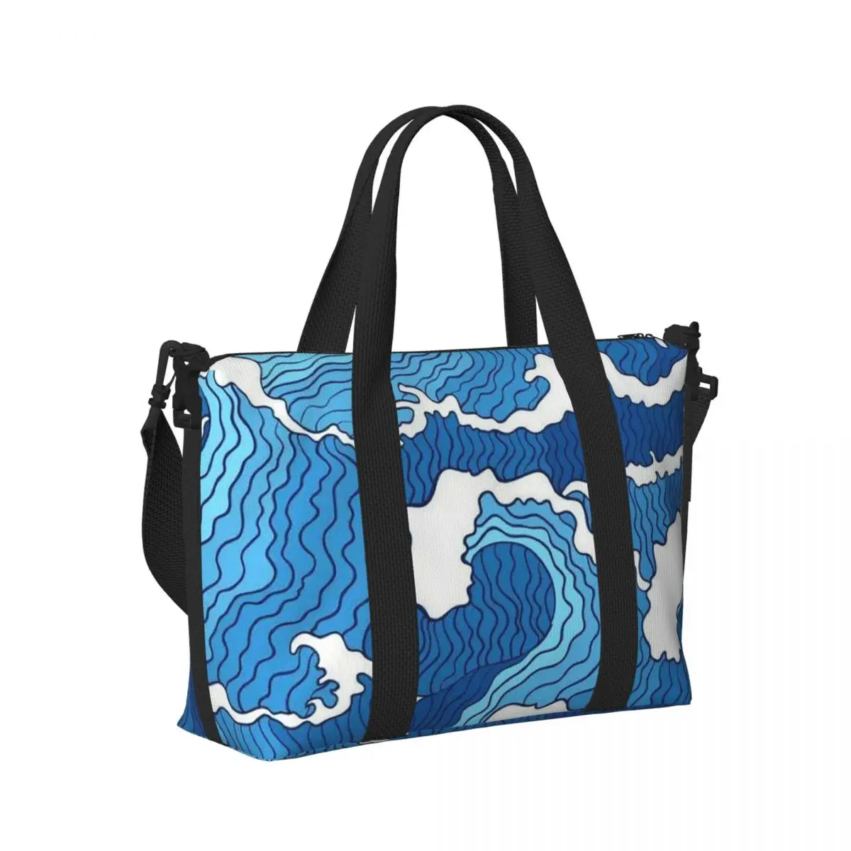 

Sea Wave Beach Travel Bag Large Capacity Tote Bags for Gym Yoga Women Shopping Duffle Shoulder Bag