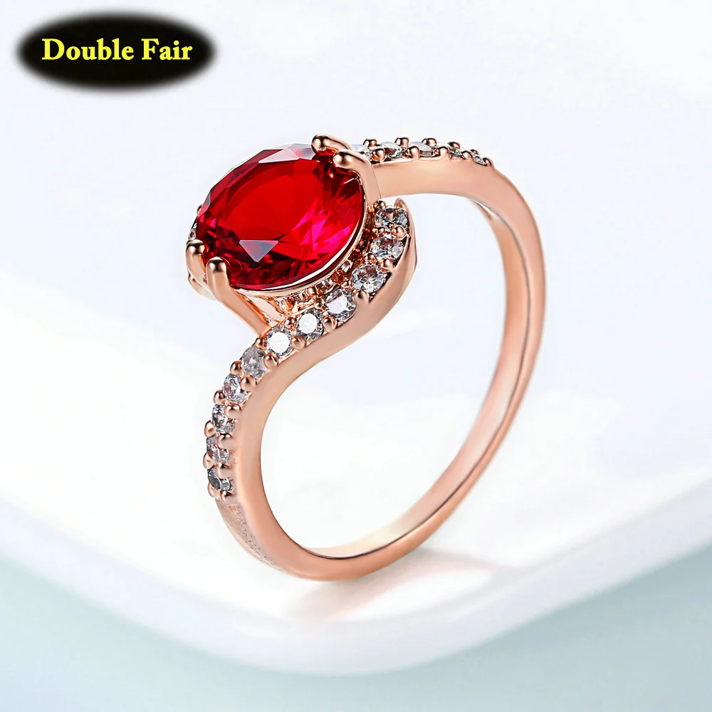 New Fashion Design Rose Gold Color Big Zircon Crystal Stone Bend Rings For Women Engagement Jewelry Gift DWR389M