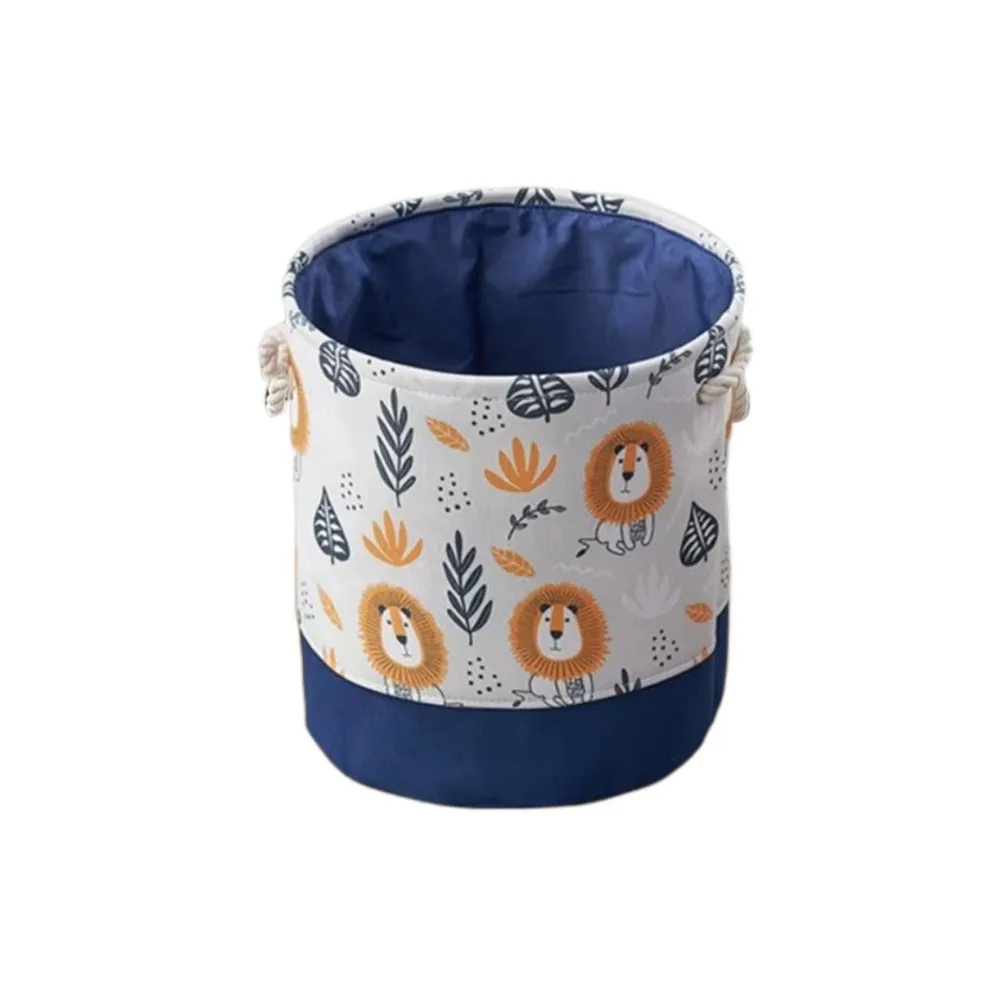 

Cute Cartoon Toys Storage Basket Foldable Large Capacity Canvas Laundry Basket with Handle Portable Storage Bins Playroom