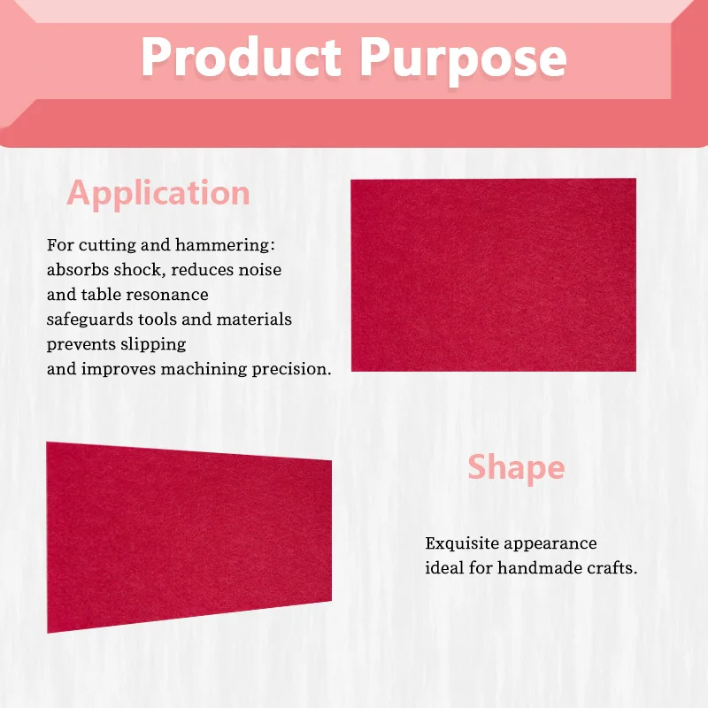 high-Density Hard Felt Soundproofing Pad DIY Handcraft Noise Reduction Red Color Shock Absorption Mat for Craft And Home Use