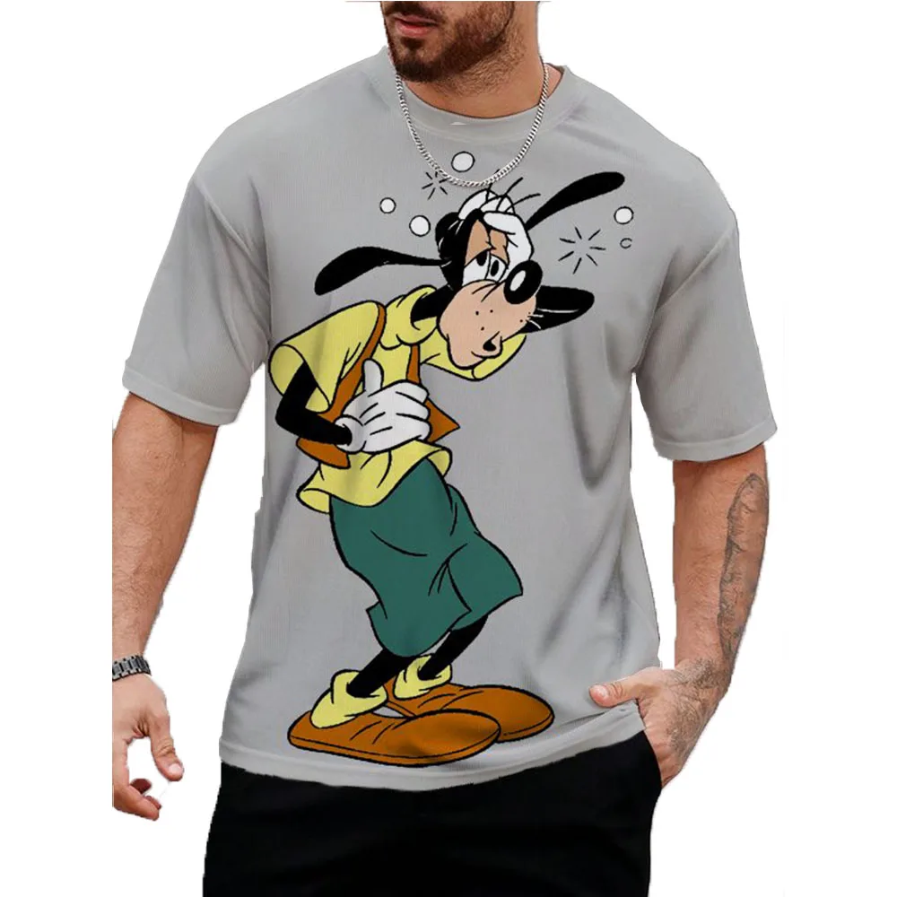 Vintage T-Shirt For Men Disney Goofy Fun Print Tee 3D Printing Casual Round Neck Shirt Harajuku Oversized Men's Clothing Tops