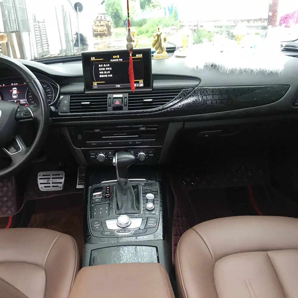 For Audi A6 C7 2012-2018 Interior Central Control Panel Door Handle Carbon Fiber Sticker Decals Car styling Accessorie