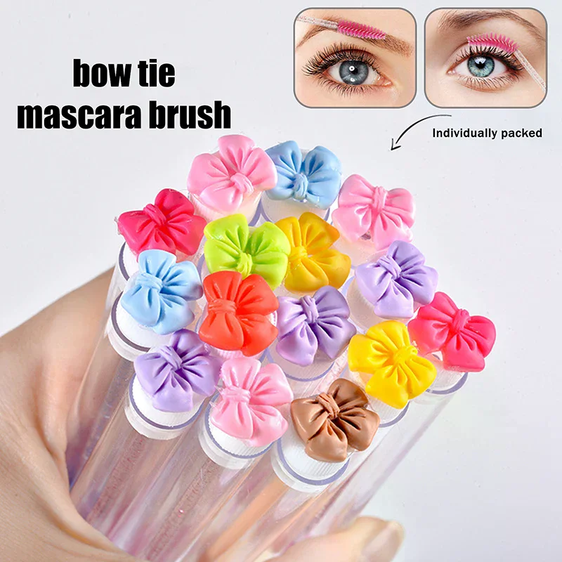 1Pcs Colorful Bow Tie Eyelash Brush Tubes With Crystal Lash Mascara Wands Eyebrow Comb Spoolies Applicators Makeup Tools
