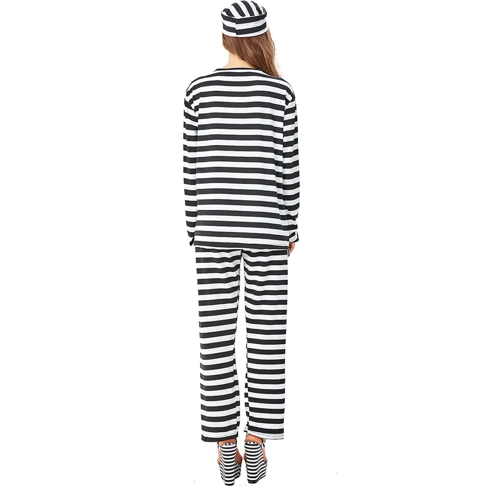 Black Striped Prisoners Game Cosplay Costume For Women