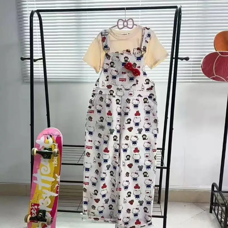 

Sanrio милые комбинезоны «Hello Kitty», штаны для девочек, новый стиль, Лидер продаж, свободные повседневные милые удобные дышащие студенческие подарки с героями мультфильмов