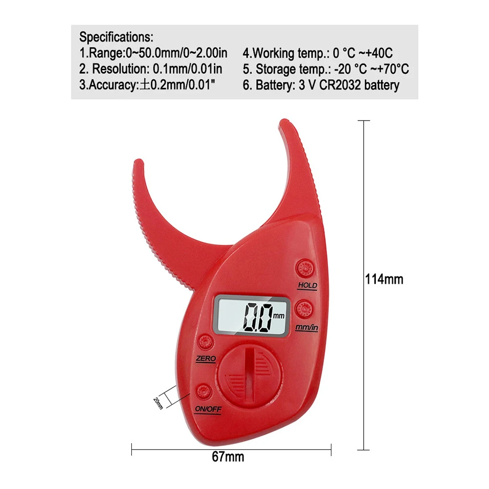 

Lcd Display Fat Caliper Clip Fat Measuring Tool Fitness Teller Lcd Display Teller Analyzer Portable Accurate Durable Red