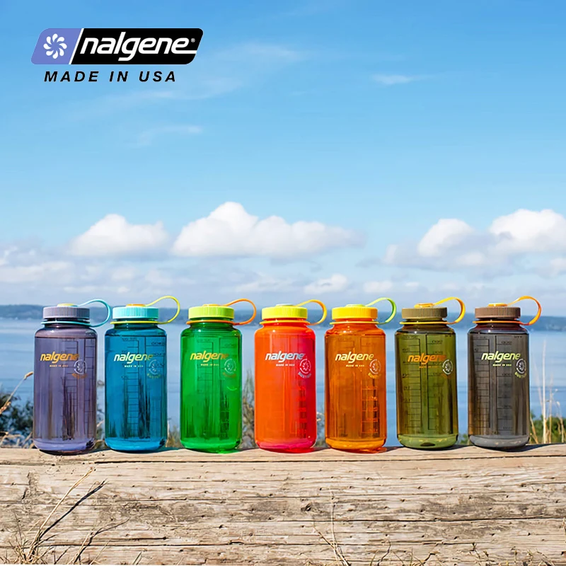 Nalgene-Wide Mouth Water Bottle, Portable, Travel, Hiking, Leak-proof, Outdoor Sports, Drinking Bottle, 500ml and 1000ml