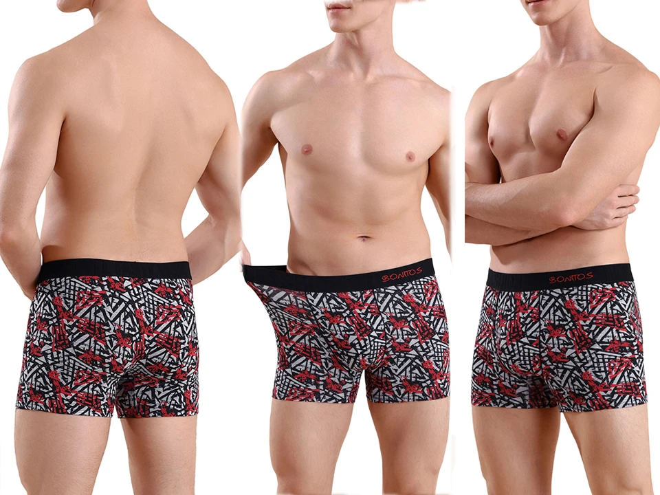 3 Stück weiße Baumwollunterwäsche für Herren, Boxershorts, weiche, sexy Herrenhöschen, mit Buchstabenmuster, elastischem Bund, Boxershorts, Herrenunterhosen, bedruckte Trunks – Detail 8