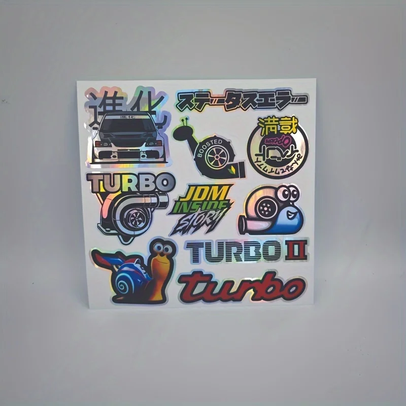 

Waterproof Sunproof PET Laser UV Print for Bumper Window JDM Turbo Sticker Set