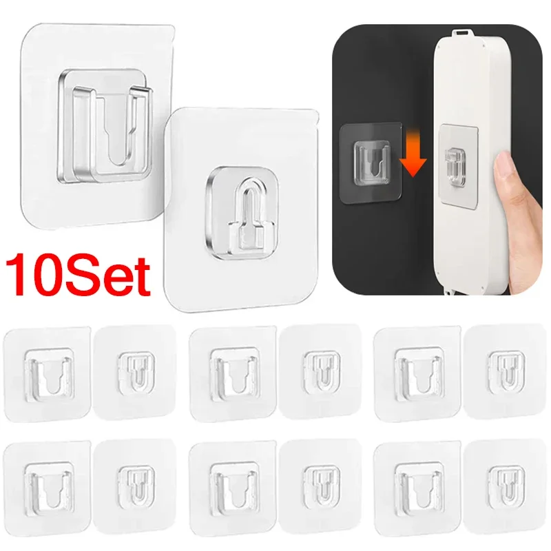 

1/10set Socket Router Holder Double-Sided Adhesive Wall Hook Traceless Snap Fastener Hole Free Socket Holder Photo Frame Sticker