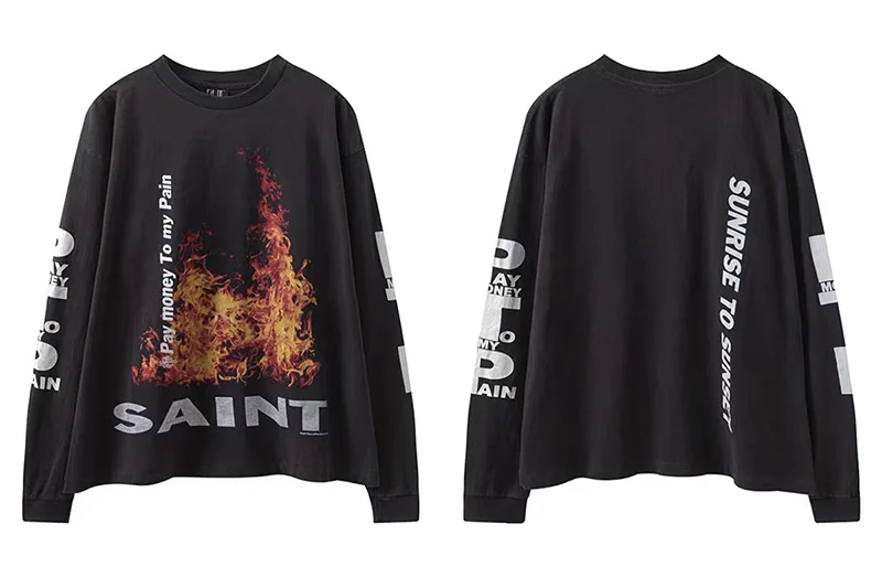 Smile 666 Vintage Casual SAINT Long Sleeve T Shirt Men Woman High