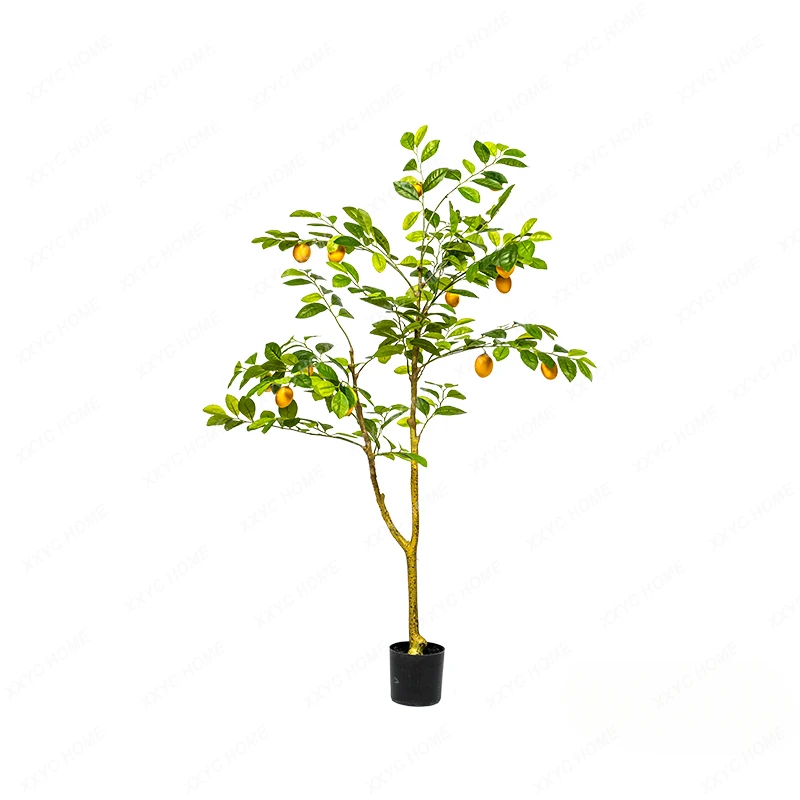 Artificial Flower Lemon Tree Fruit Tree Fake Trees Bionic Green Plant Living Room Floor Bonsai Plant Decoration Ornaments