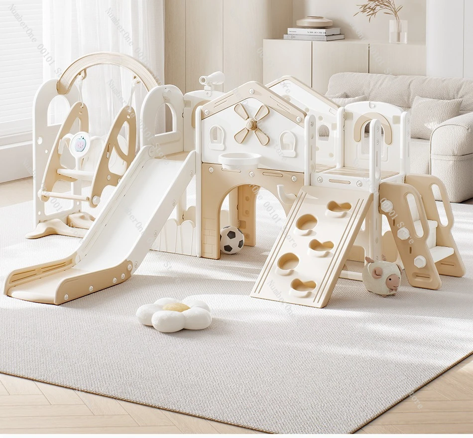 

Indoor slide swing 2-in-1 family multi-functional climbing frame