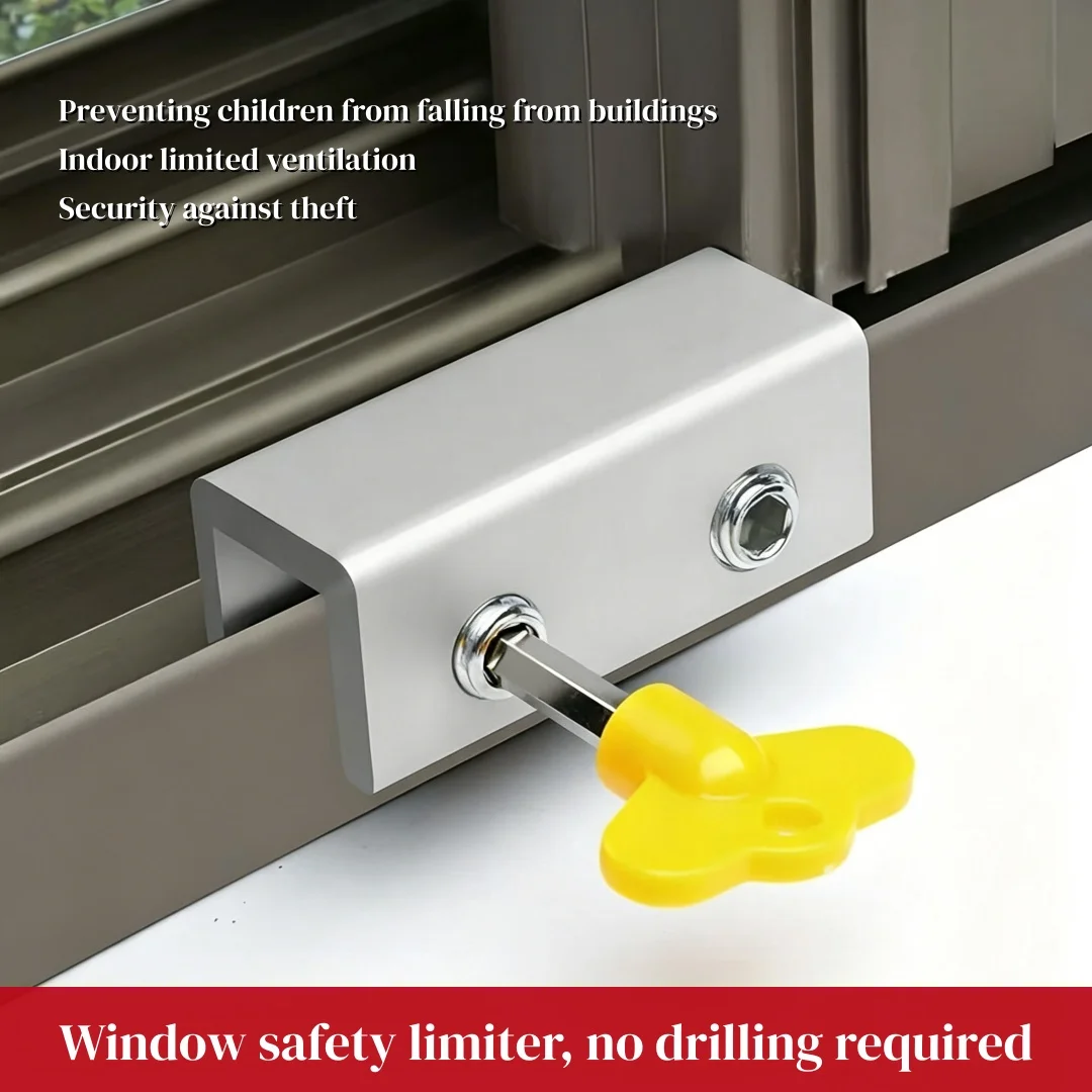 Sliding Window Lock, Horizontal and Vertical Sliding Windows, Equipped with Internal Stoppers to Prevent Children from Entering