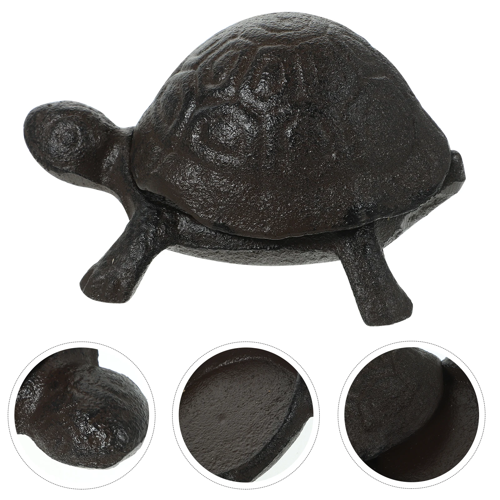

Turtle Box Brown Cast Iron Key Hider Lifelike Design Safe Materials Garden Statue Lawn Ornament Yard House Backup