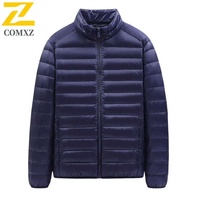COMXZ Down Jacket Slim Fit Versatile Solid Color Warm Skiing Puffer Jacket Street Loose Minimalist Parker Coat Men's Clothing
