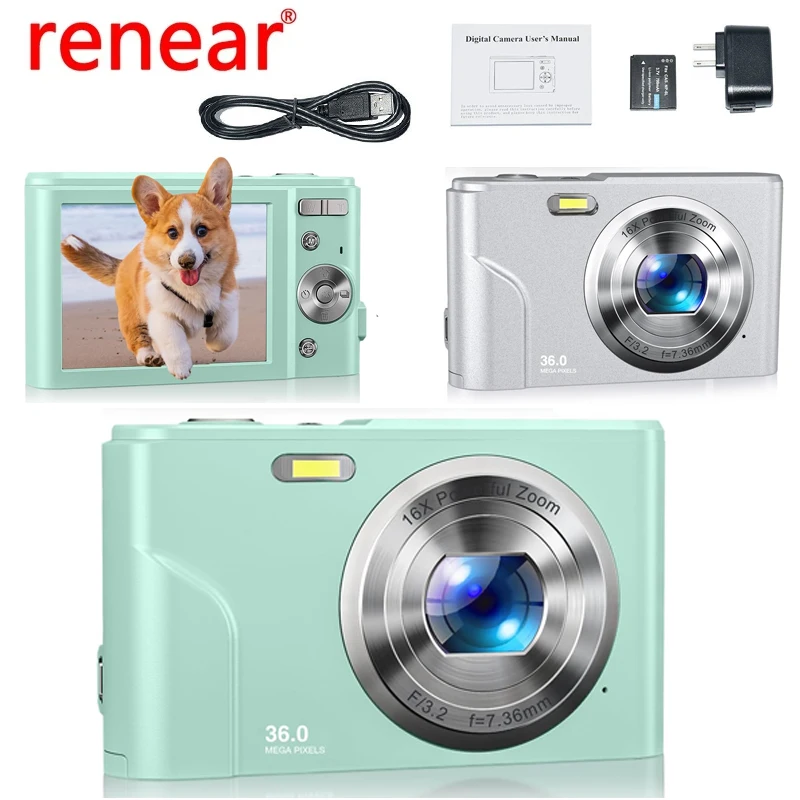 

Kids Digital Camera 1080P 36MP Video Camera 16X Zoom Compact Portable Camera Christmas Birthday Gift for Children Student